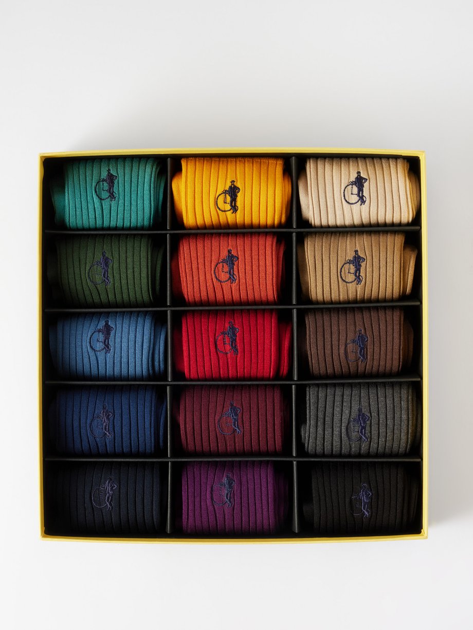 London Sock Company Pack of 15 Simply Seasonal cotton-blend socks