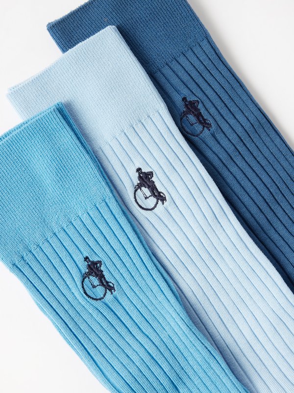London Sock Company Pack of three Simply Blue cotton-blend socks