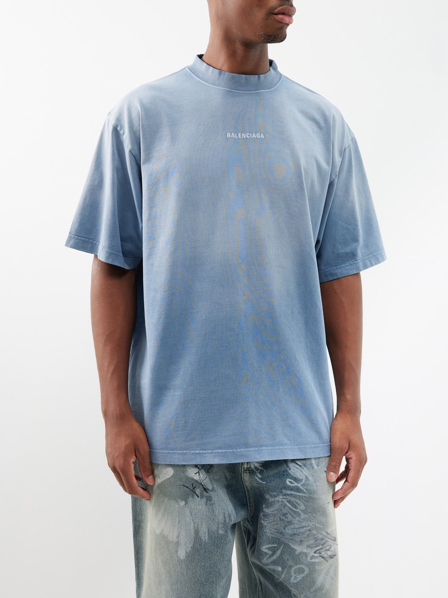 BALENCIAGA Oversized Logo-Embroidered Padded Denim Shirt for Men