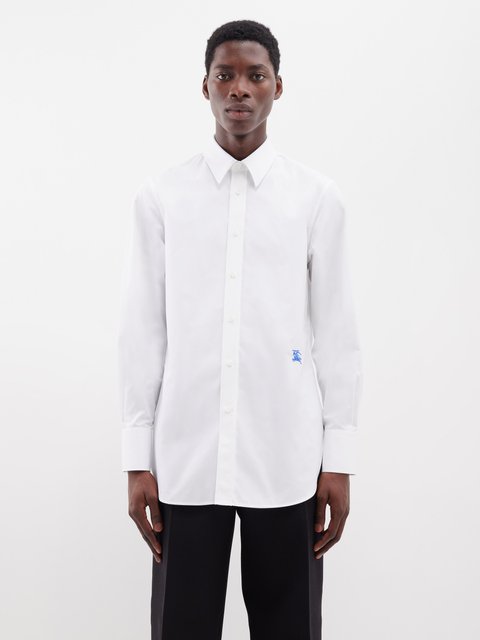 White Pleated-cuff cotton-poplin shirt | Saint Laurent | MATCHES UK