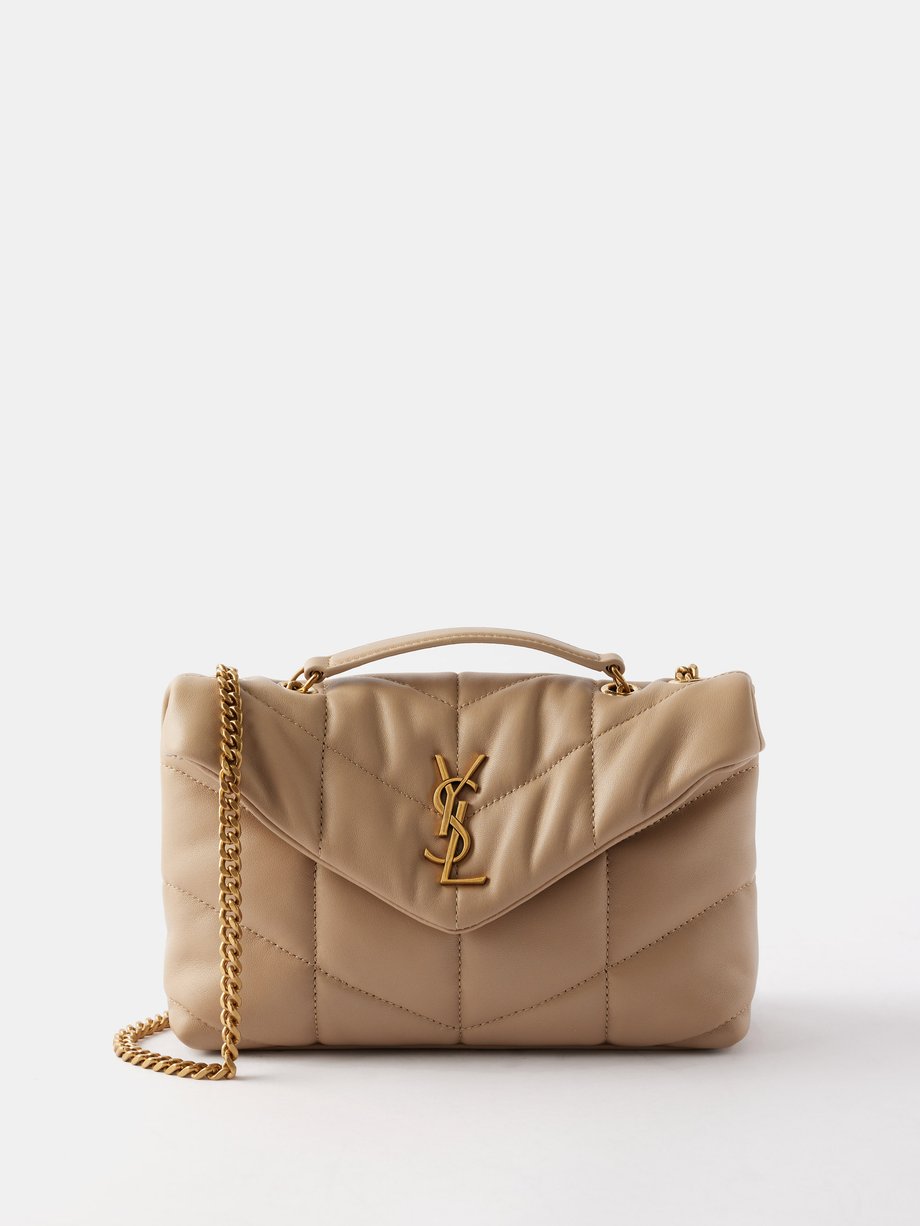 Saint Laurent Toy Loulou Puffer Quilted Leather Crossbody Bag in Dark Beige