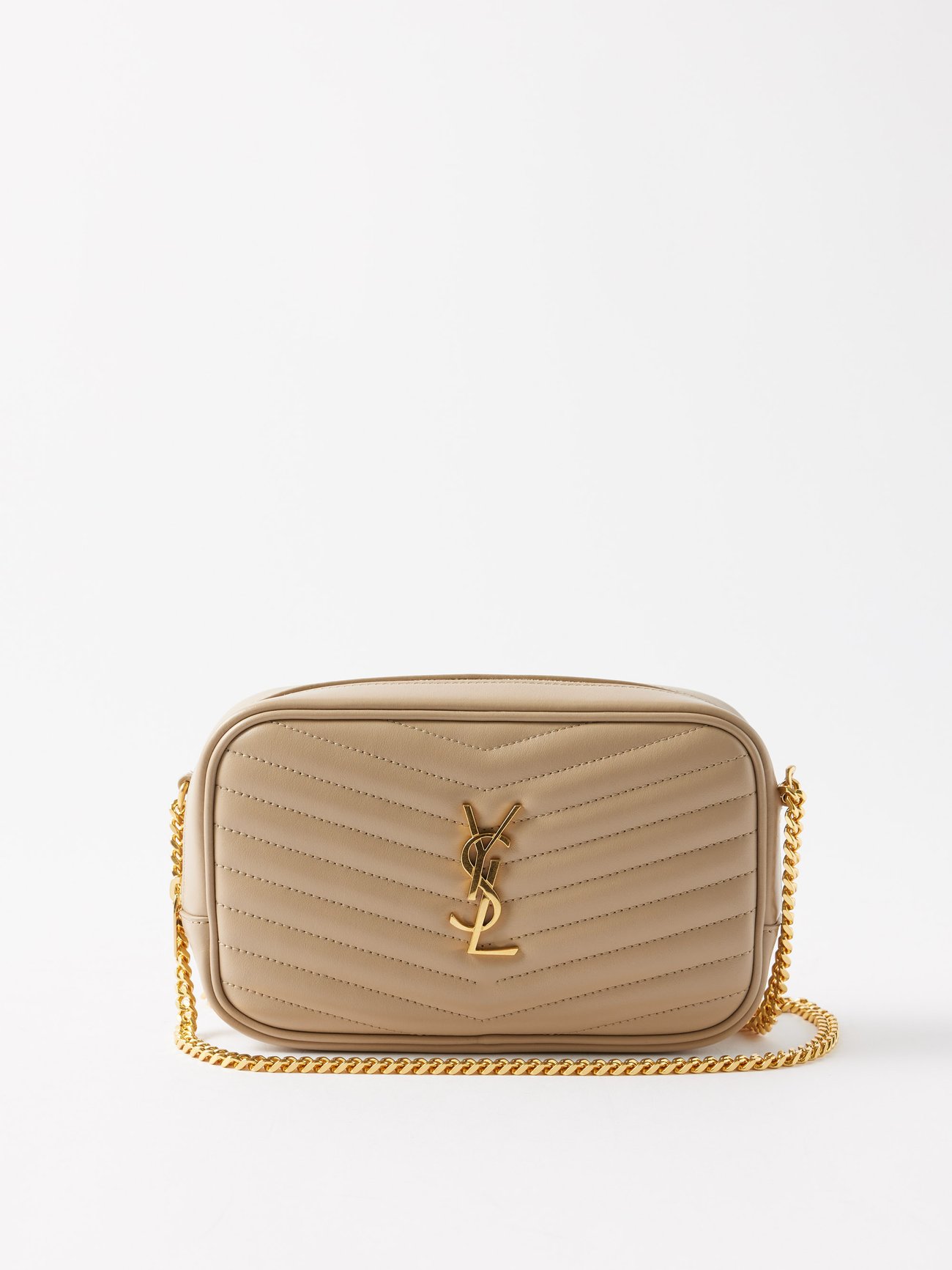 Saint Laurent Lou Mini Bag In Quilted Shiny Leather in White