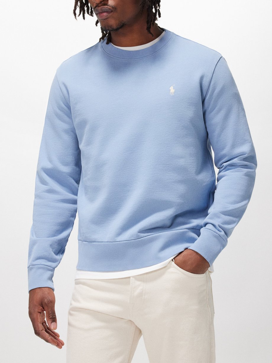 Blue Logo-embroidered cotton-jersey sweatshirt | Polo Ralph Lauren ...