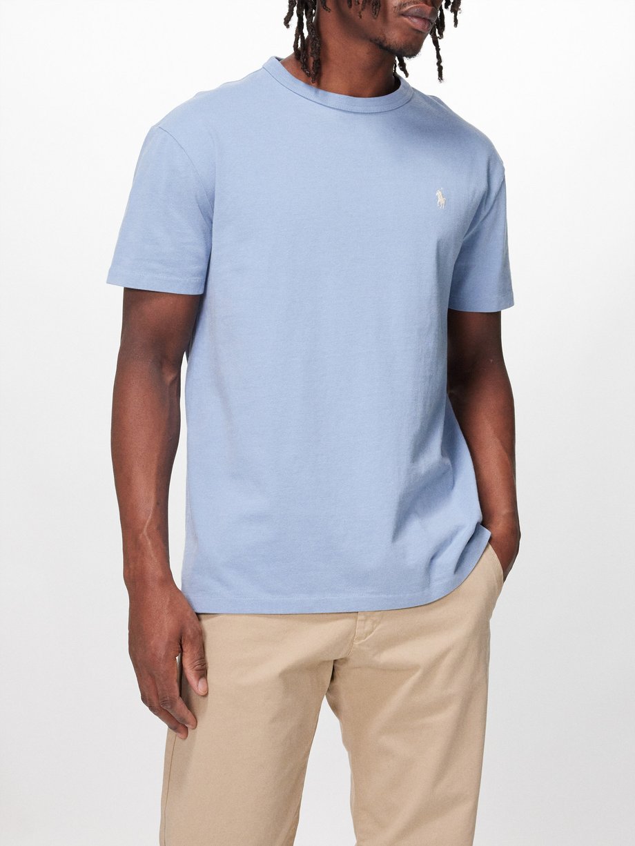 Blue Logo-embroidered cotton-jersey T-shirt | Polo Ralph Lauren