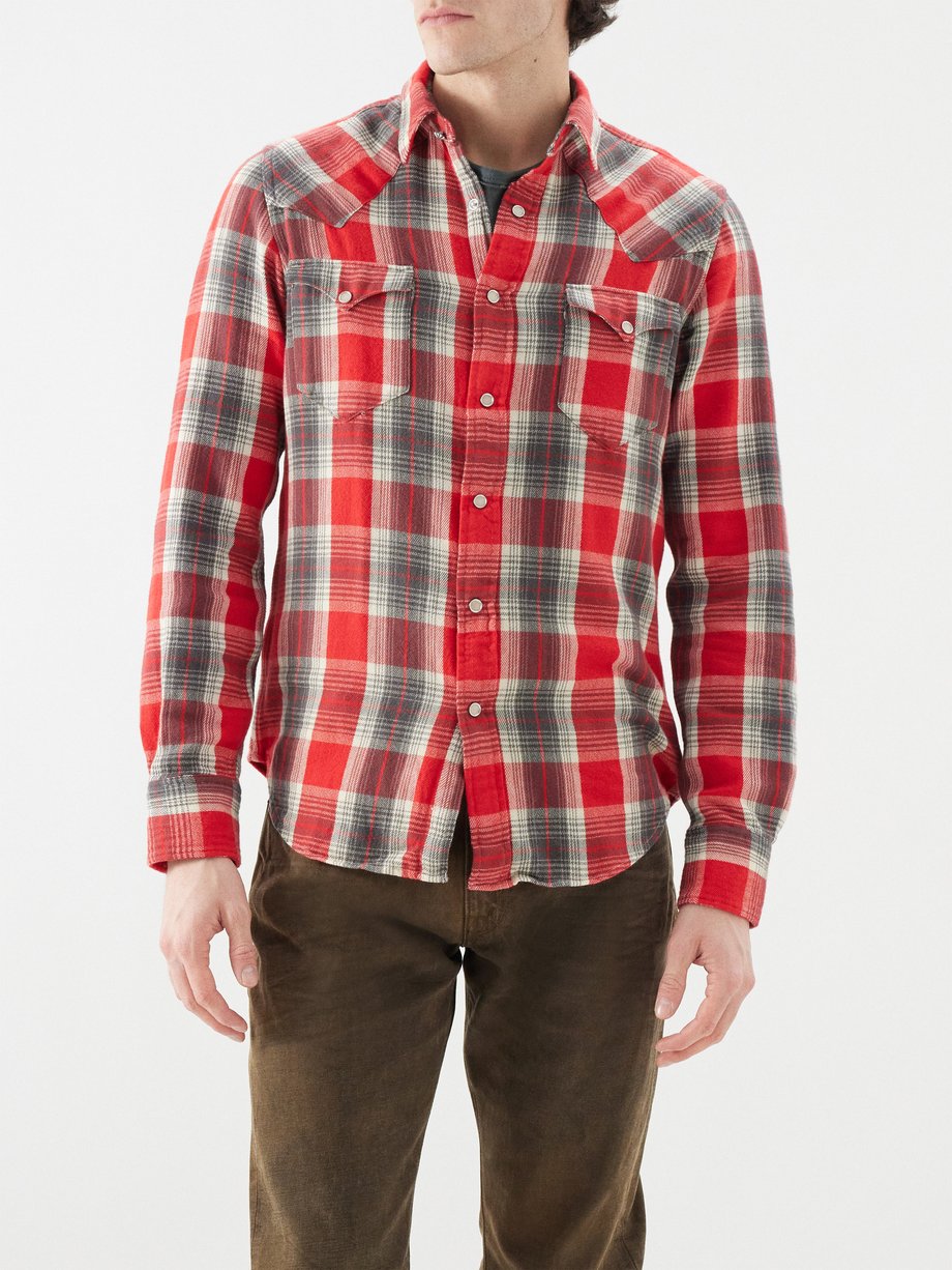 Red Patch-pocket check cotton Western shirt, RRL