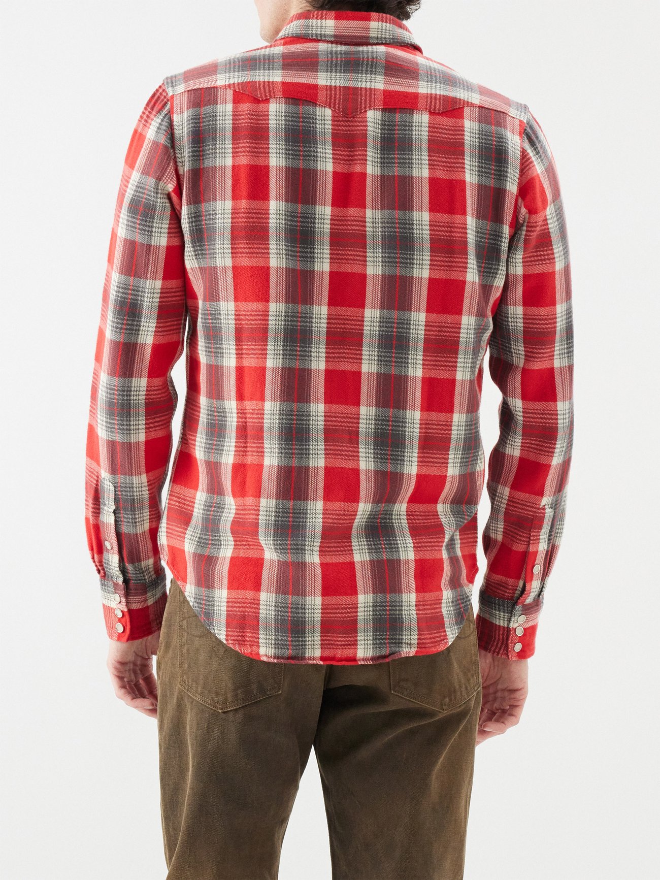 Patch-pocket check cotton Western shirt