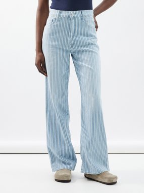 MOTHER Spinner striped wide-leg jeans