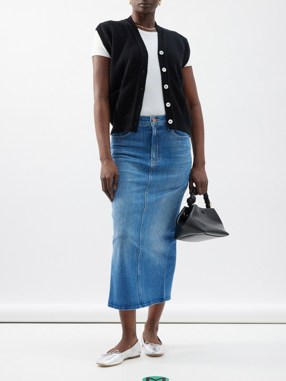 Blue The Pencil Pusher denim skirt | MOTHER | MATCHES UK