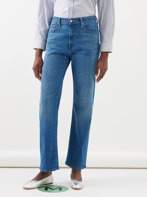 Blue High-rise faded straight-leg jeans | Polo Ralph Lauren