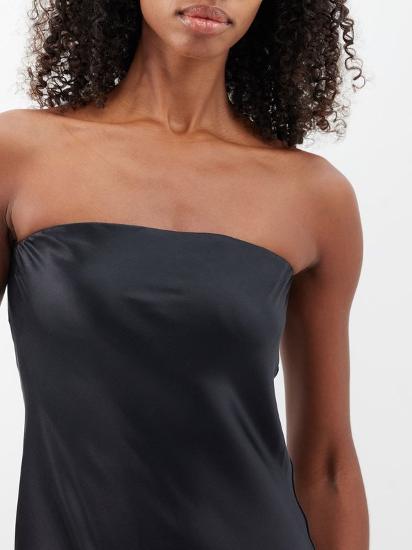 Black Joana strapless bias-cut silk-satin dress, Reformation
