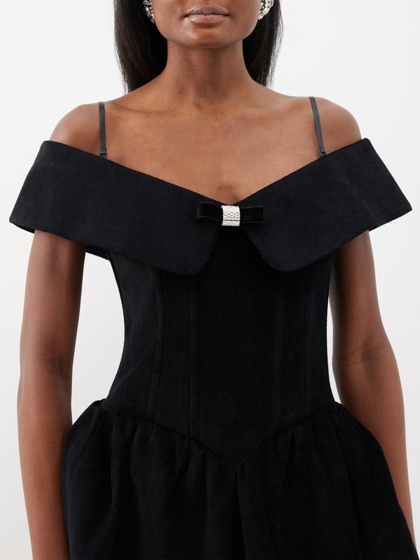 SHUSHU/TONG Off-the-shoulder corset velvet mini dress