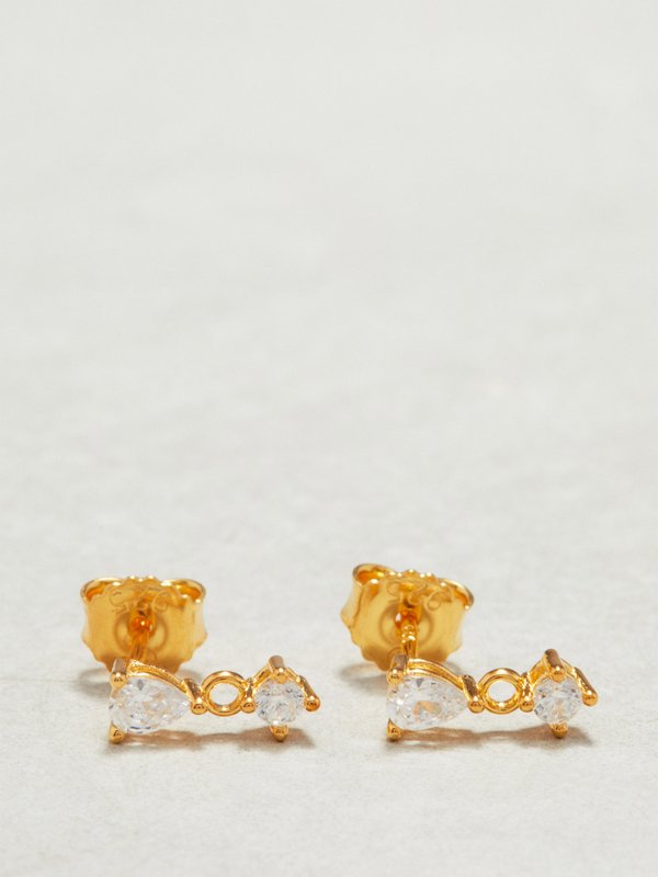 Anissa Kermiche Petite Gemme crystal gold-vermeil earrings