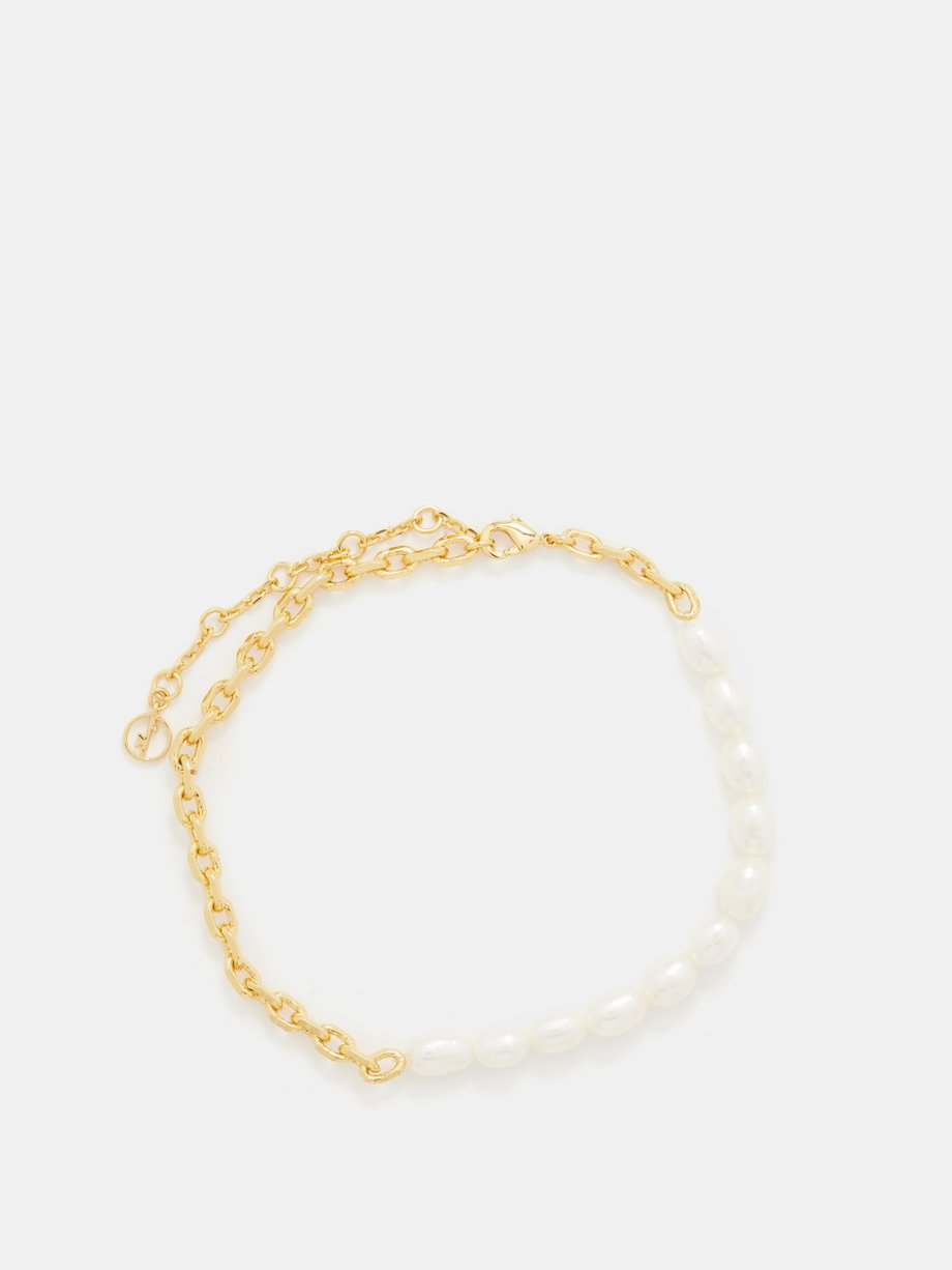 Anissa Kermiche Duel freshwater pearl & 24kt gold-plated anklet