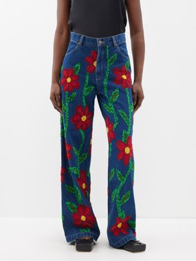 Ashish Forget-Me-Not sequinned flared jeans