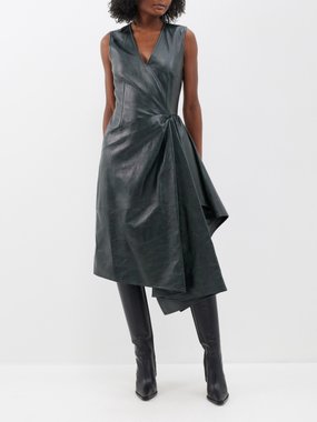 Bottega Veneta Asymmetric Ribbed Women's Long Sleeve Dress