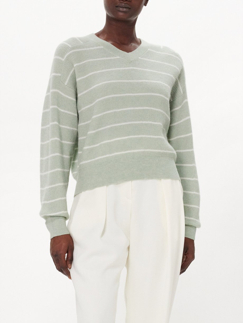 Brunello Cucinelli Striped alpaca and cotton blend sweater