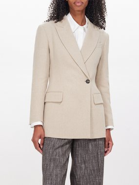 Brunello Cucinelli Double-breasted linen-blend tailored jacket