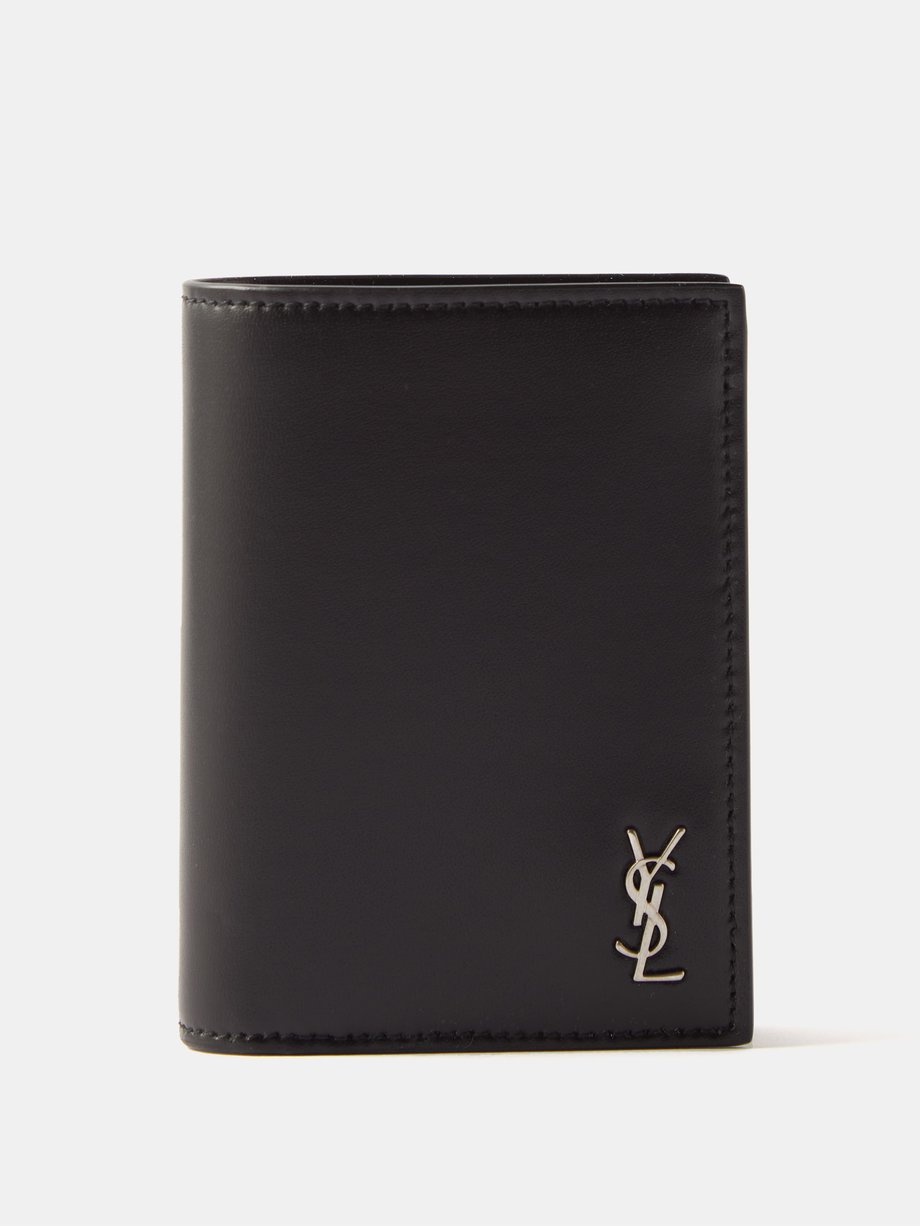 Black YSL-plaque leather bi-fold wallet | Saint Laurent | MATCHES UK
