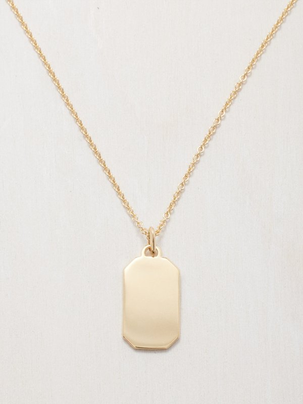 Lizzie Mandler Name tag 18kt gold pendant necklace