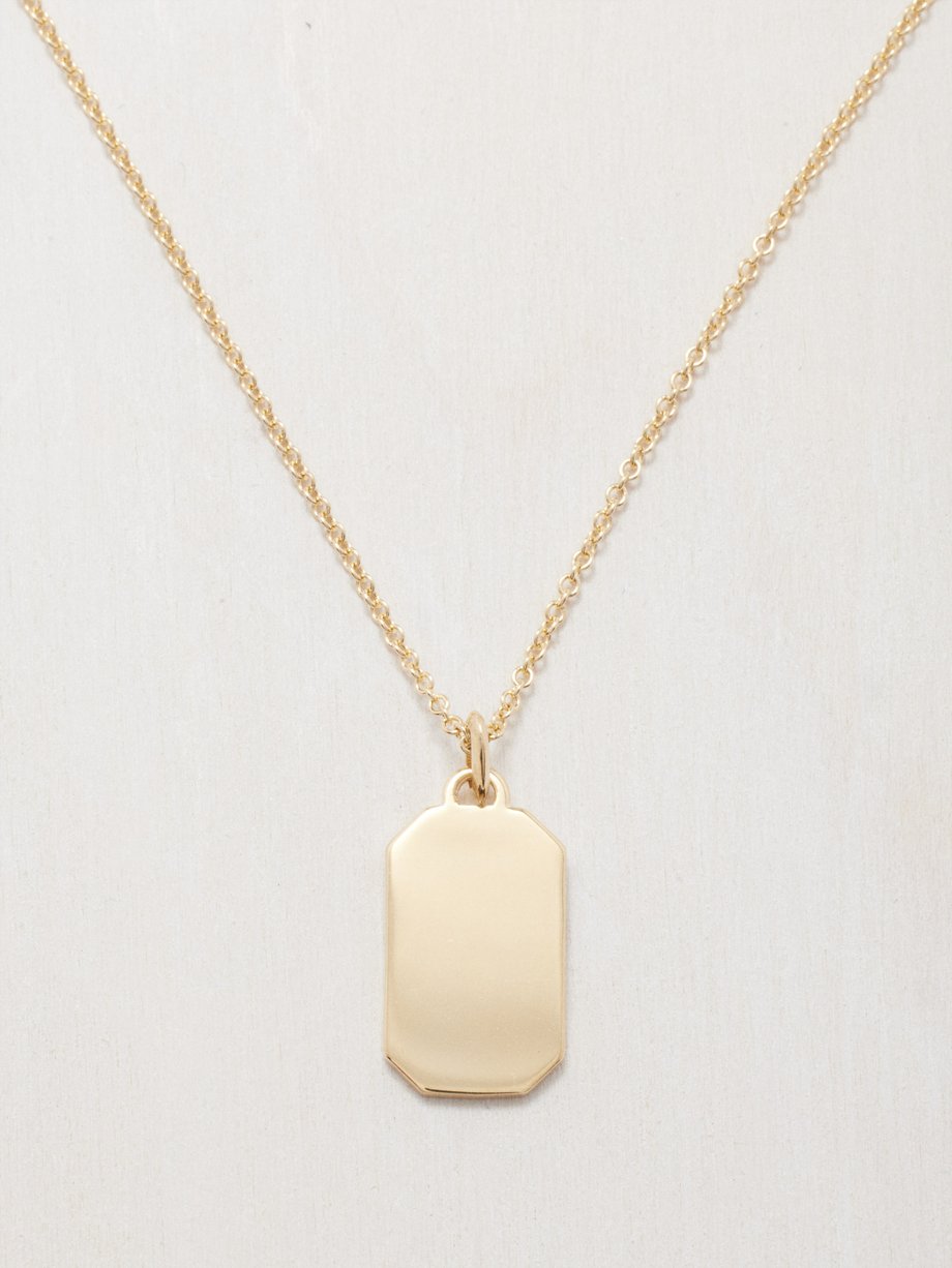 Lizzie Mandler Name tag 18kt gold pendant necklace
