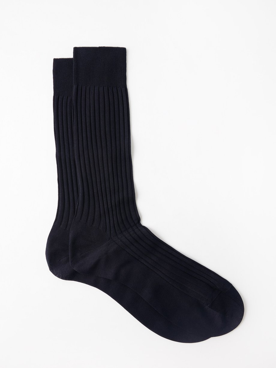 Navy Pack of five Danvers ribbed cotton-blend socks | Pantherella ...