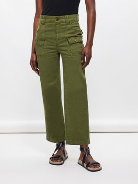 FRAME Patch-pocket cotton blend-twill trousers