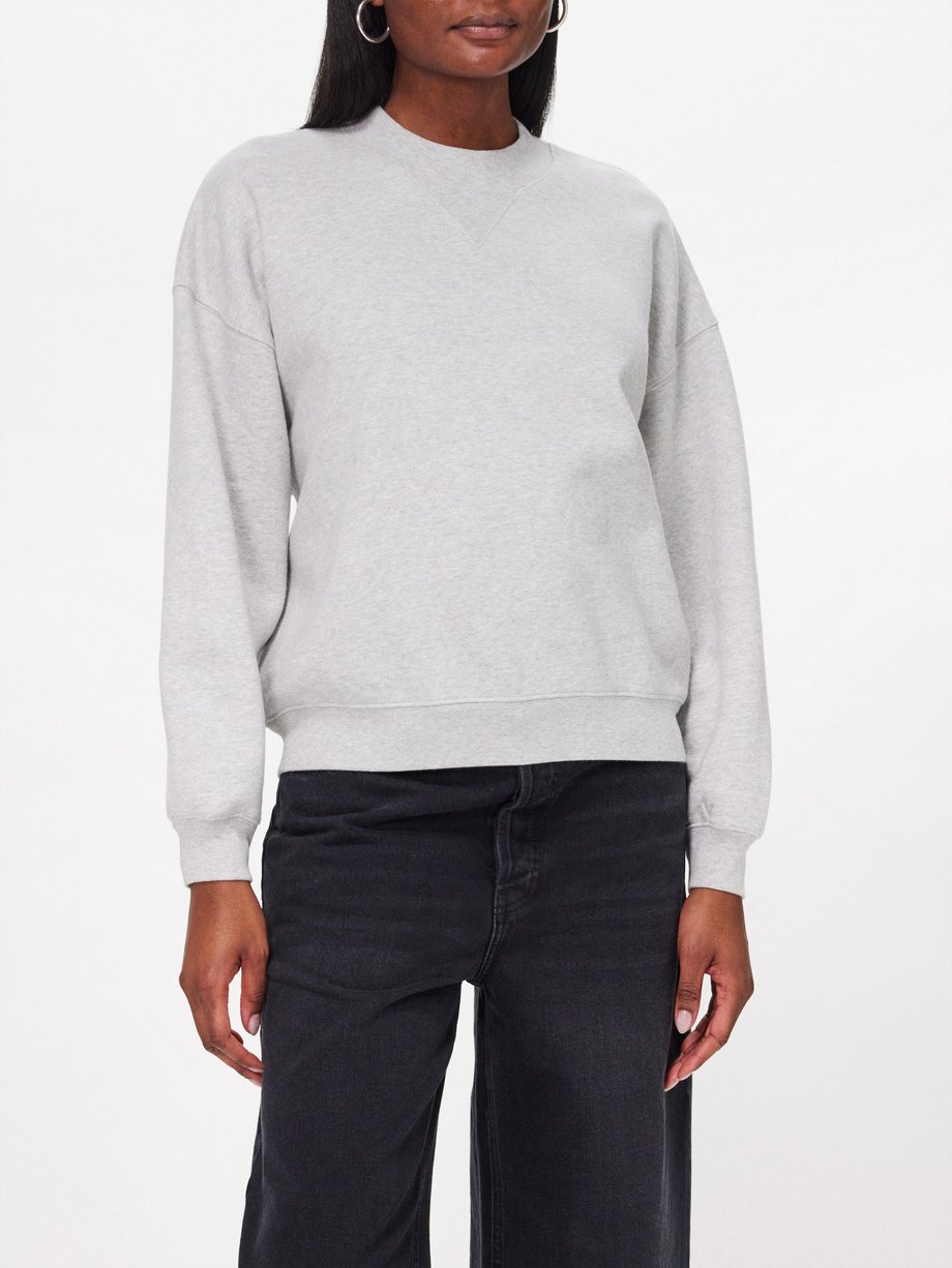 Grey Dropped-shoulder cotton-blend jersey sweatshirt | FRAME | MATCHES UK