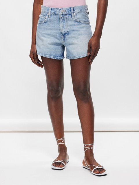 Blue Oreta double-waisted denim shorts, Isabel Marant