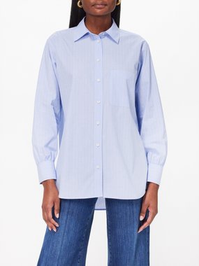 FRAME Striped cotton-poplin shirt