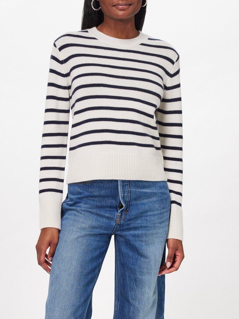 White Clean striped cashmere sweater, FRAME
