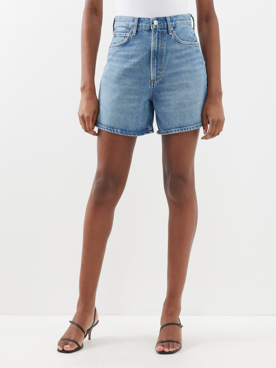 Blue Stella organic-cotton denim shorts, Agolde