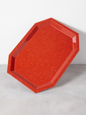 The Lacquer Company Octagonal small speckled-lacquer tray