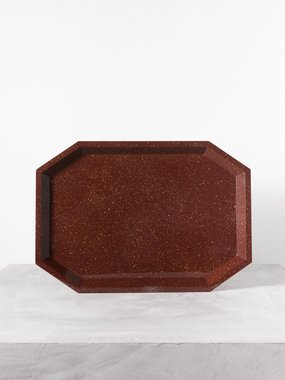The Lacquer Company Octagonal medium speckled-lacquer tray
