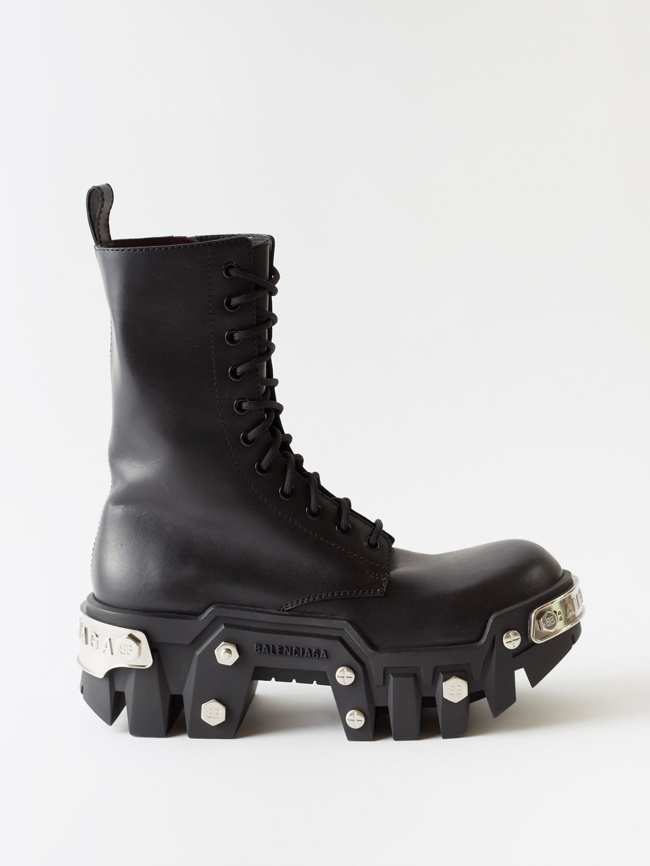 Bulldozer leather lace-up platform boots video