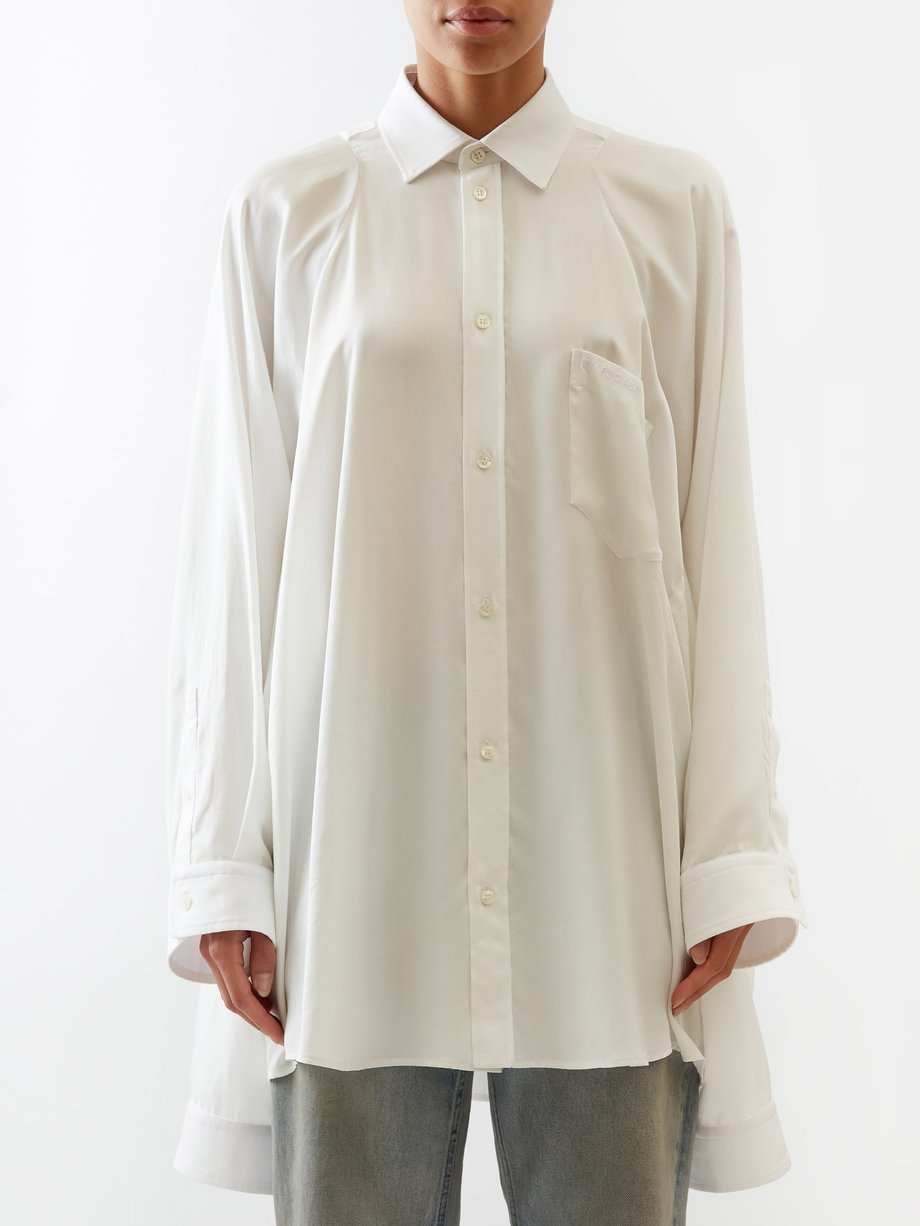 Balenciaga Oversized knotted-sleeve twill shirt