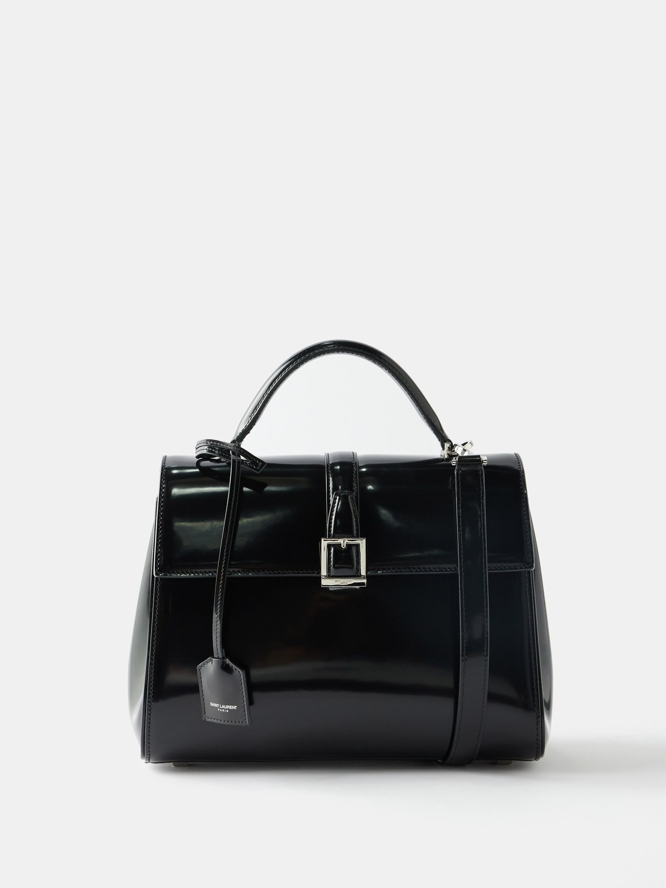 Saint Laurent Small Le Fermoir Calfskin Top Handle Bag