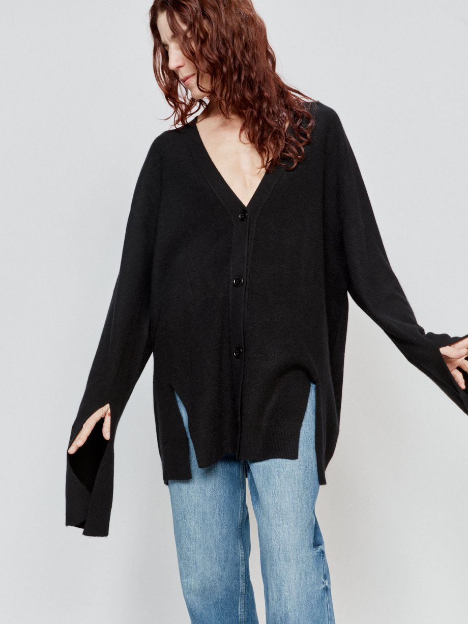 Black Split-hem cashmere-knit cardigan | Raey | MATCHESFASHION UK