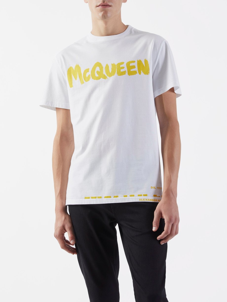 White Graffiti-logo jersey T-shirt | Alexander McQueen