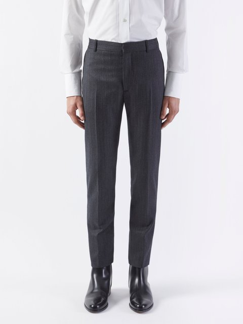Men's Slim Fit Tweed Retro Vintage Herringbone Trousers In Martez Grey |  SIRRI