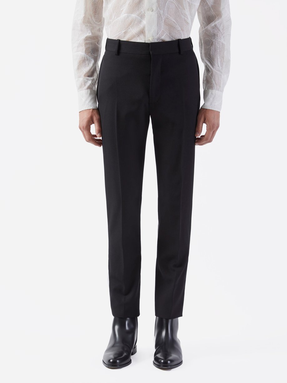 Black Pressed-front grain de poudre trousers | Alexander McQueen ...