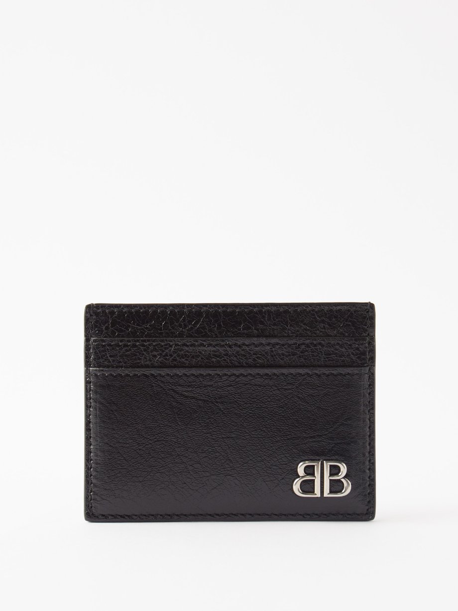 Black Monaco crinkled-leather cardholder | Balenciaga | MATCHES UK