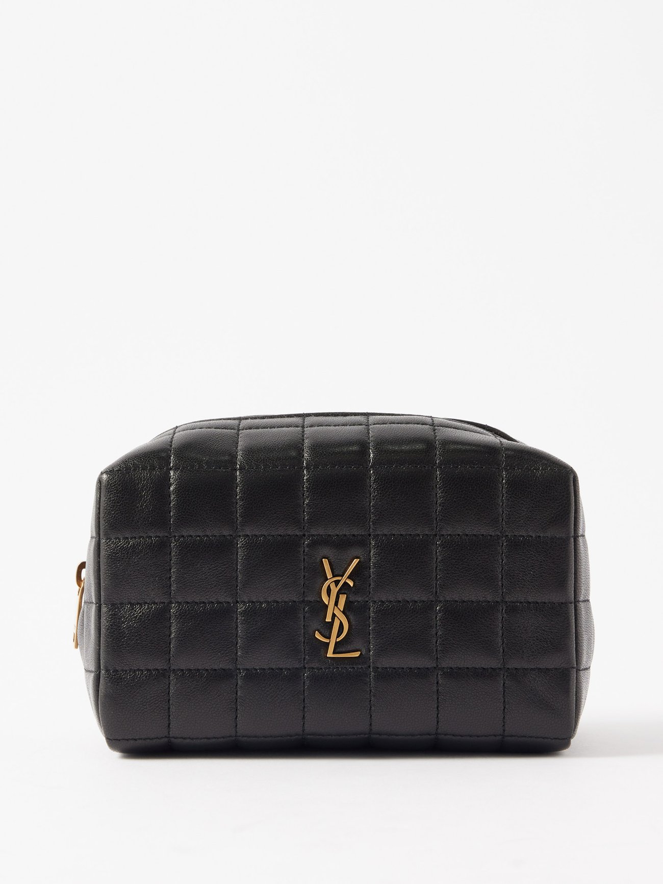 Saint Laurent Vicky Quilted Patent Leather Camera Bag Black