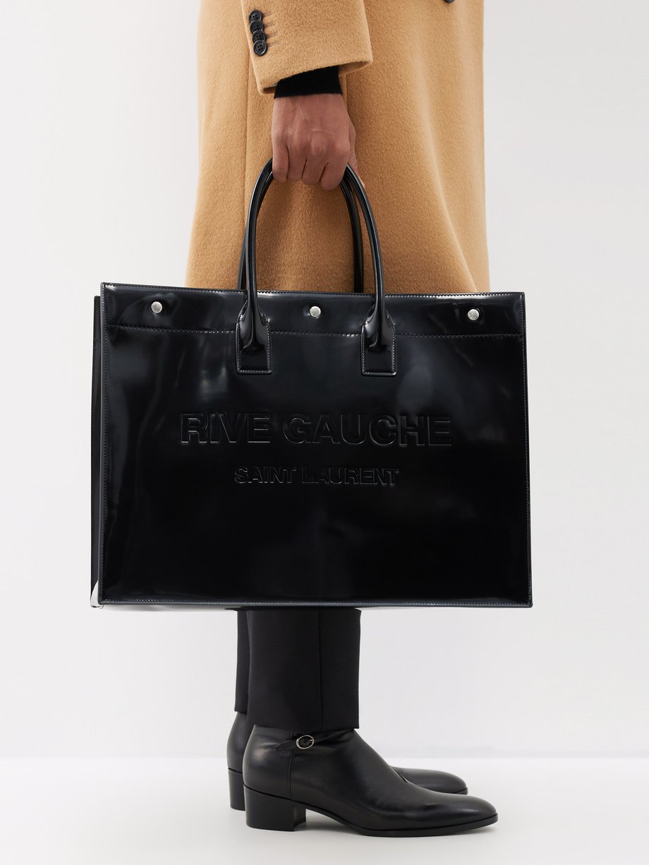 Black Rive Gauche patent-leather tote bag, Saint Laurent