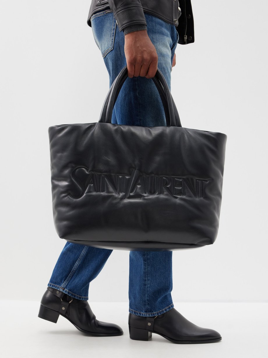 Black Logo-stamped padded-leather tote bag | Saint Laurent | MATCHES UK