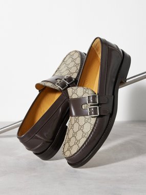 Gucci Kaveh GG Supreme canvas and leather loafers