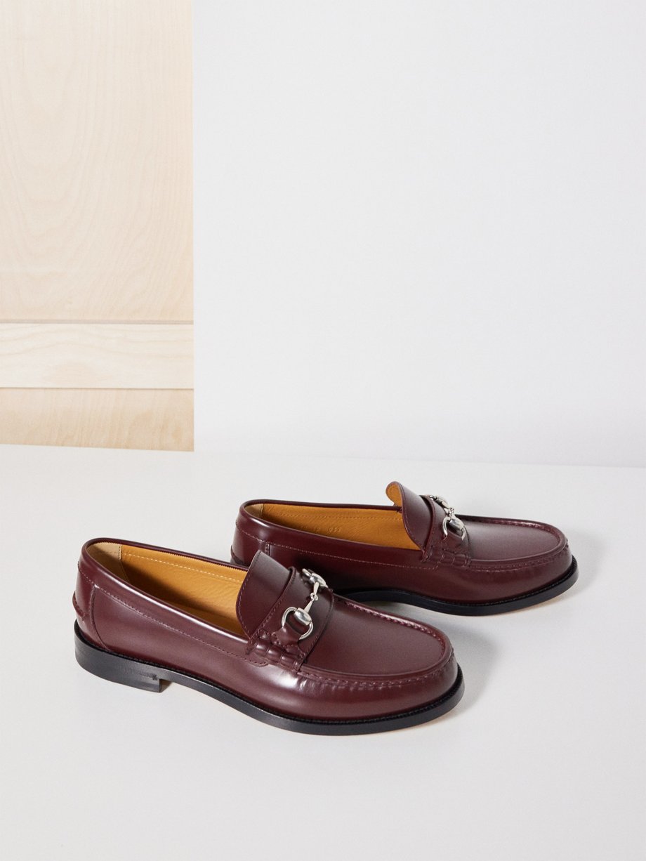 Burgundy Kaveh Horsebit leather loafers | Gucci | MATCHES UK