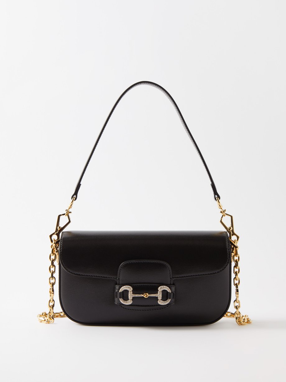 Black 1955 Horsebit leather shoulder bag | Gucci | MATCHES UK