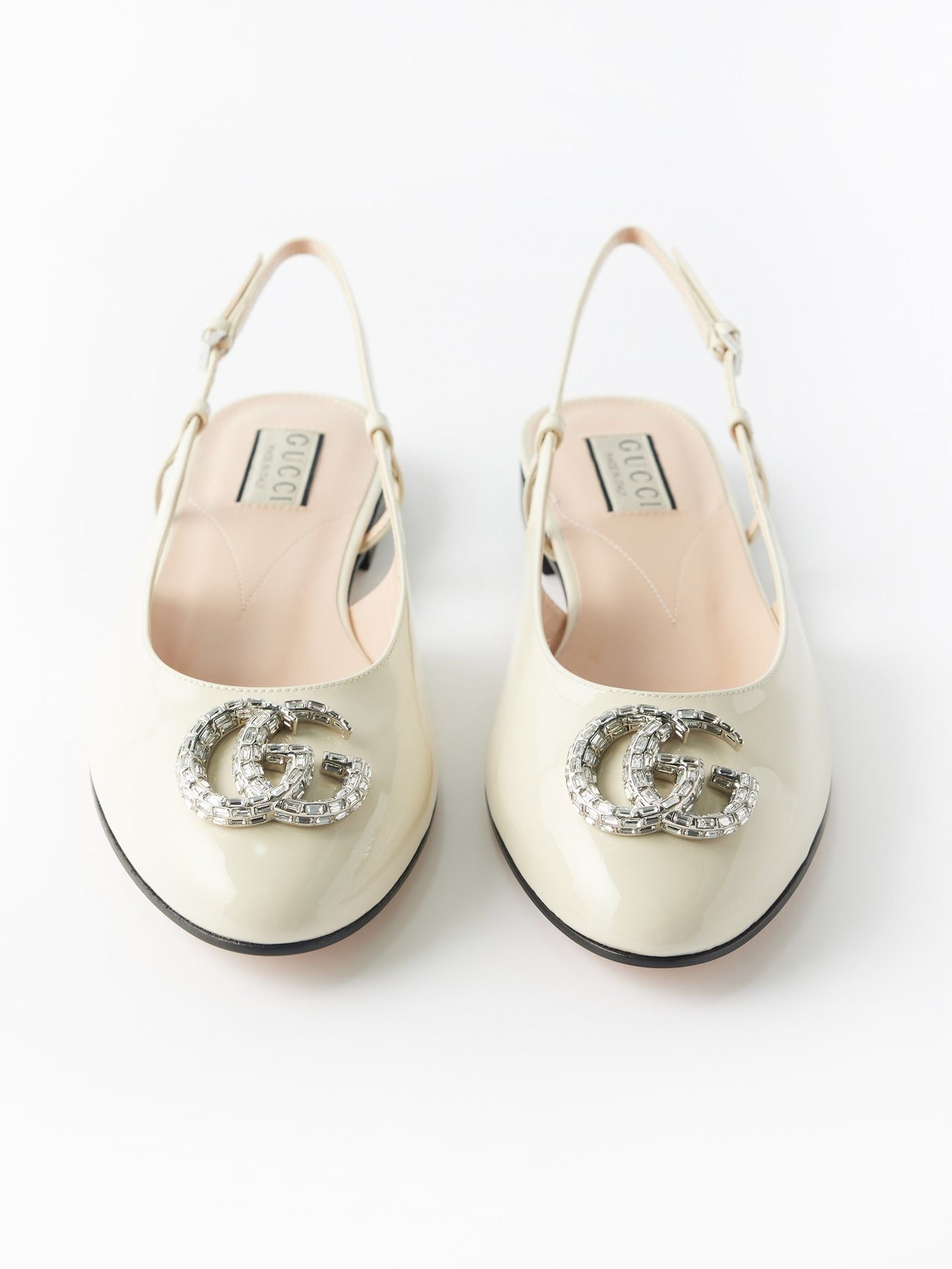 ランキング上位のプレゼント GUCCI EU38 ミュール GG LOGO White Flats