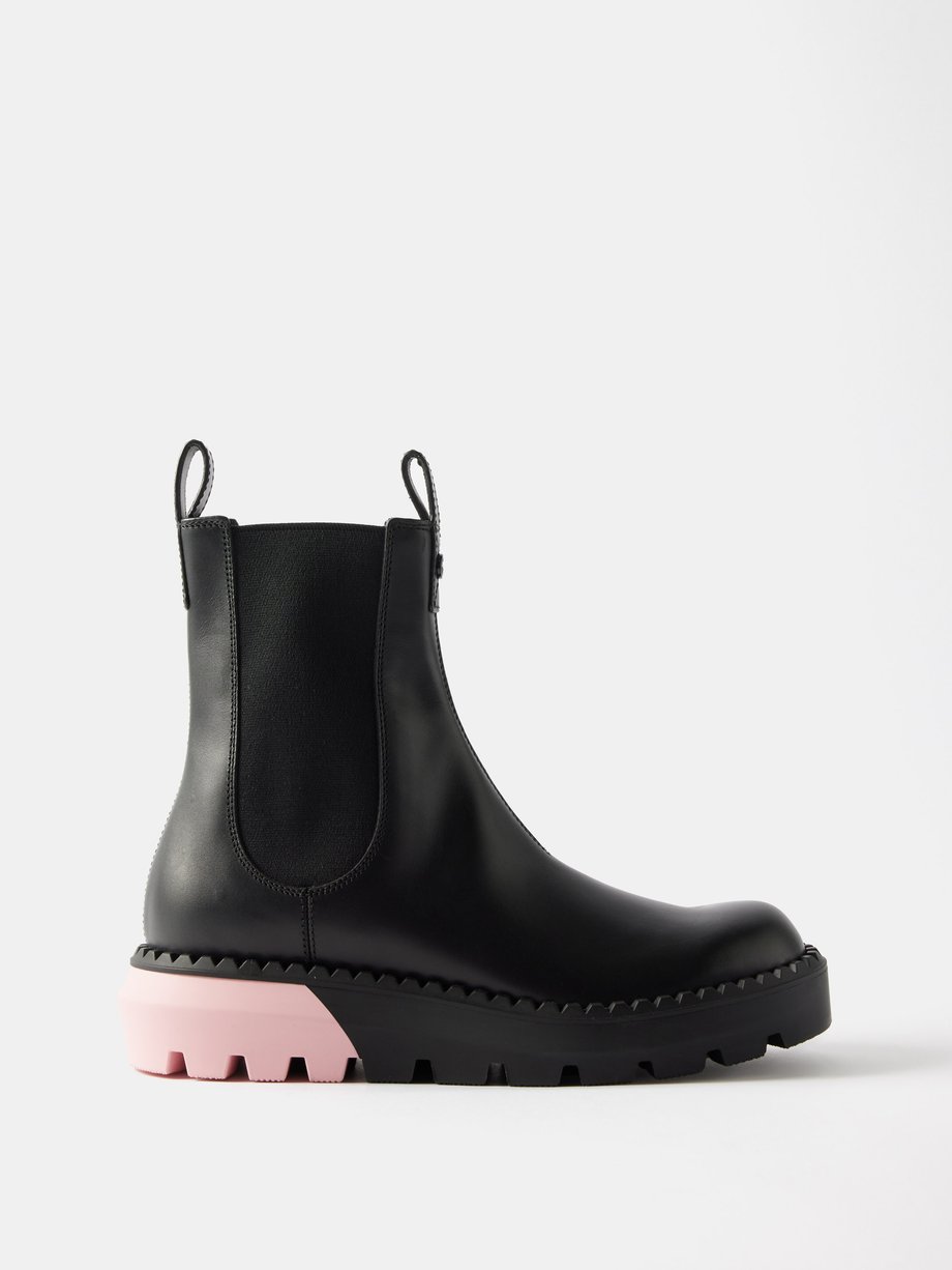 Black Contrast-heel leather ankle boots | Gucci | MATCHES UK