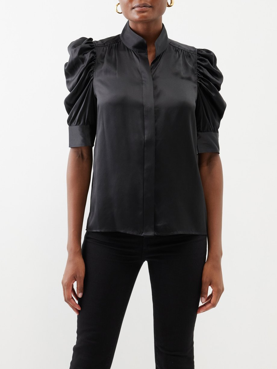 FRAME Gillian puff-sleeve silk blouse